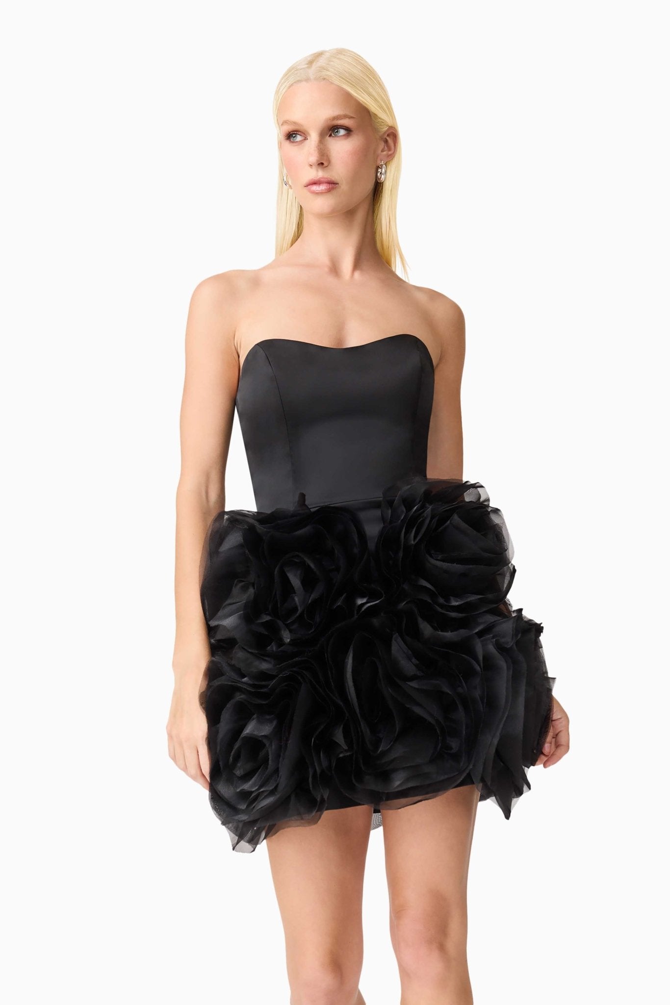 Asher Flower Mini Dress - Black - SODA Fashion Haus