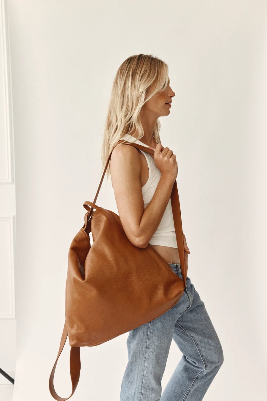 Bella XL 2 - in - 1 Leather Bag - Tan - SODA Fashion Haus