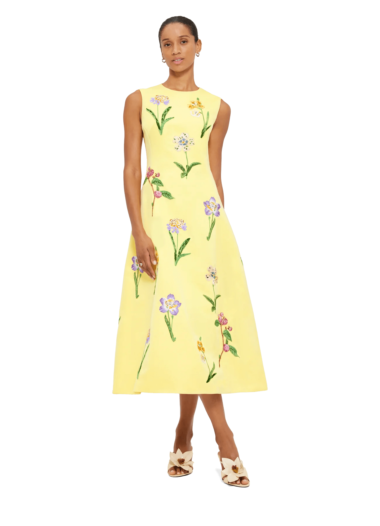 Cleo Sleeveless Midi Dress - Wild Flower Print in Sorbet - SODA Fashion Haus