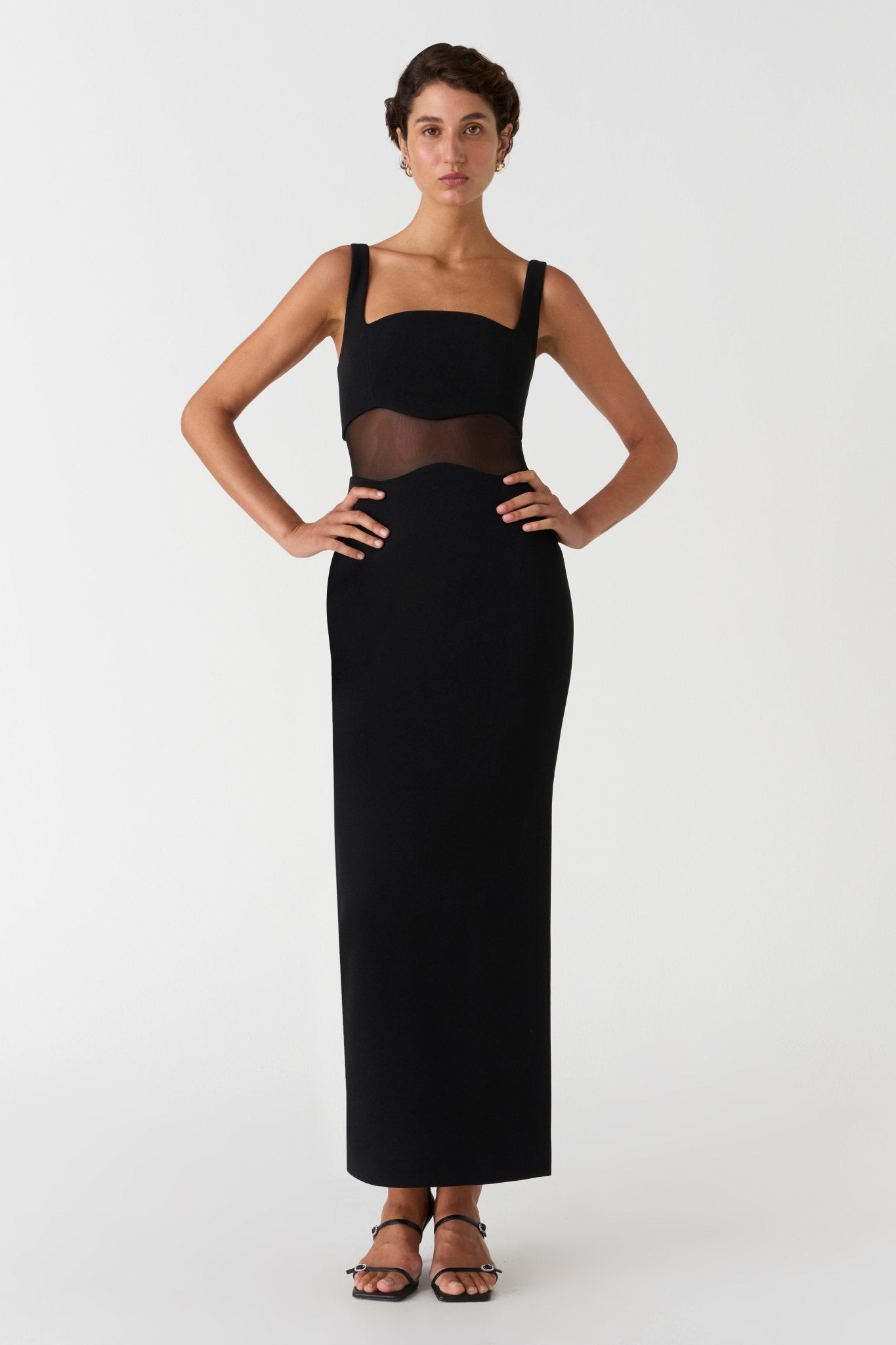 Damita Crepe and Mesh Maxi Dress - SODA Fashion Haus