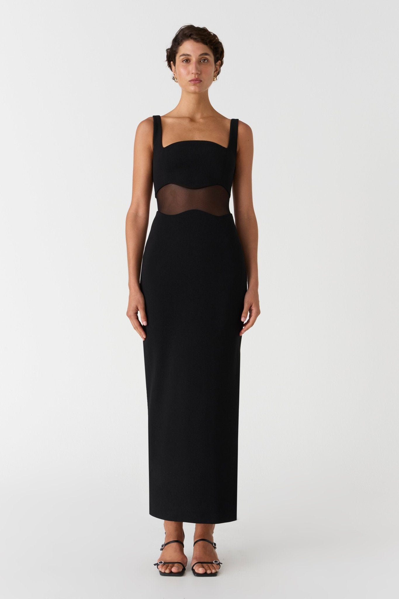 Damita Crepe and Mesh Maxi Dress - SODA Fashion Haus