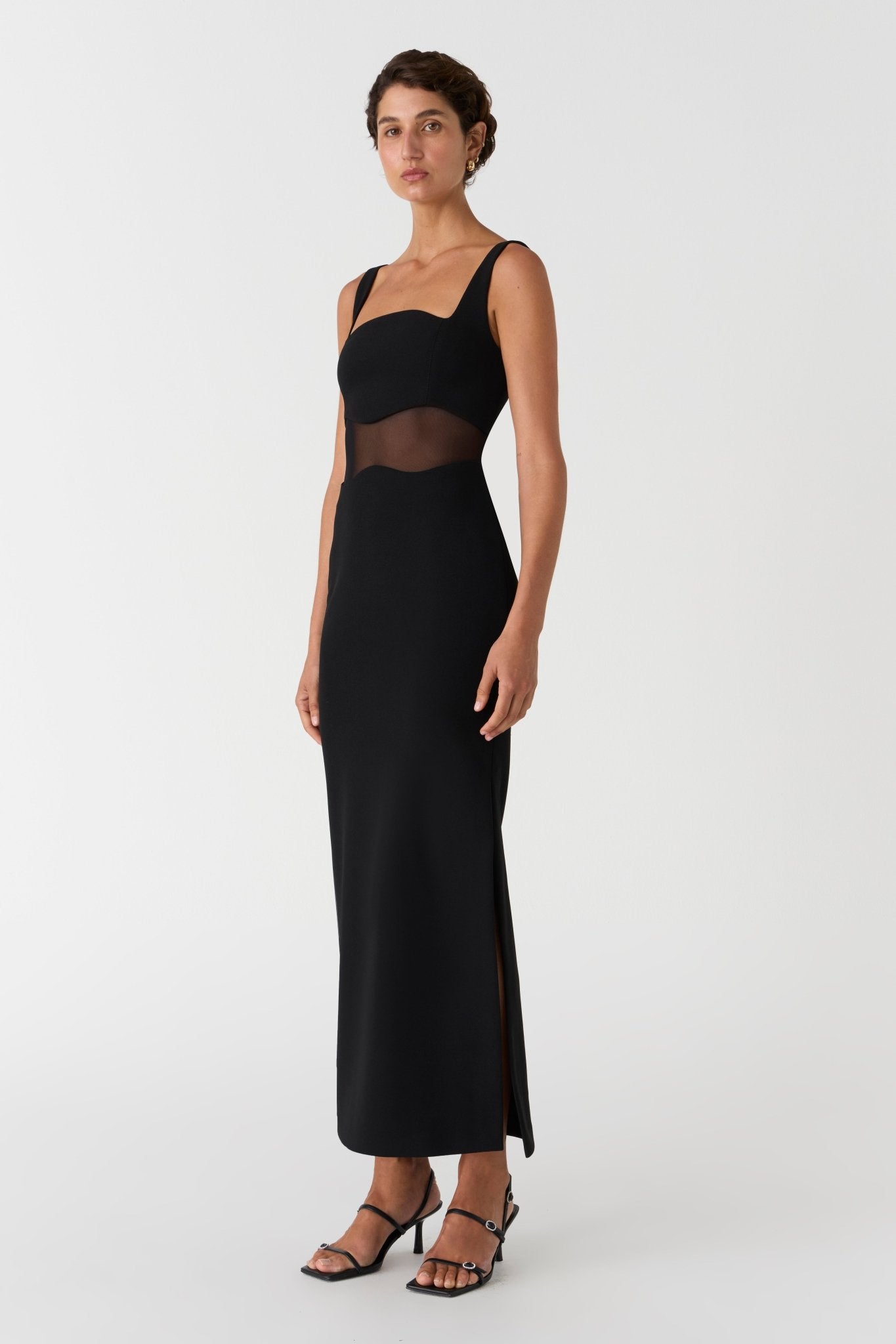 Damita Crepe and Mesh Maxi Dress - SODA Fashion Haus