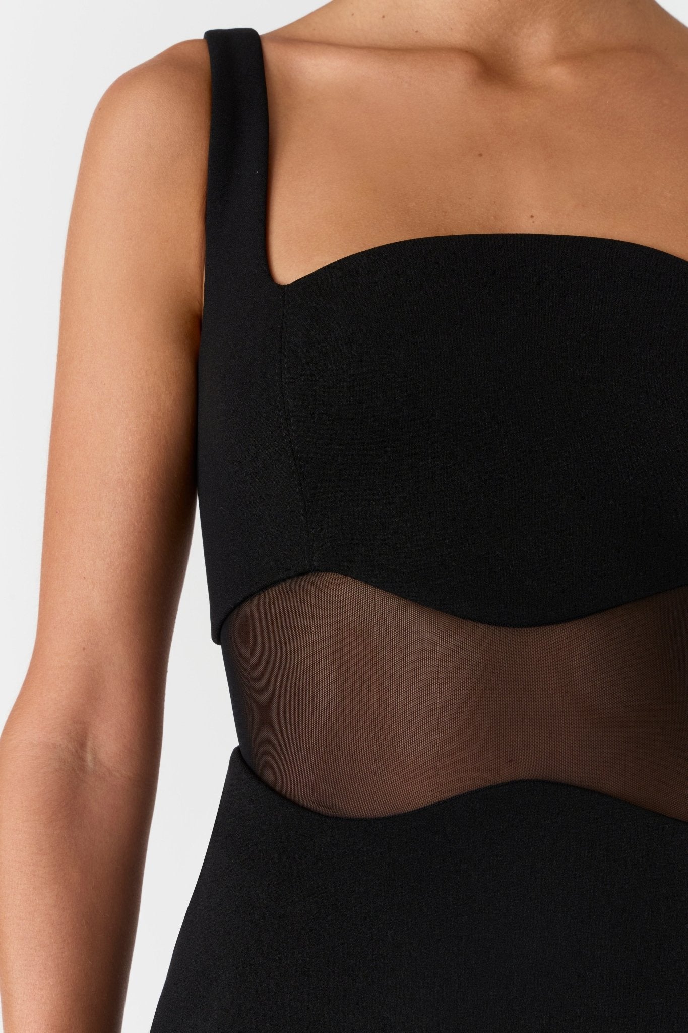 Damita Crepe and Mesh Maxi Dress - SODA Fashion Haus