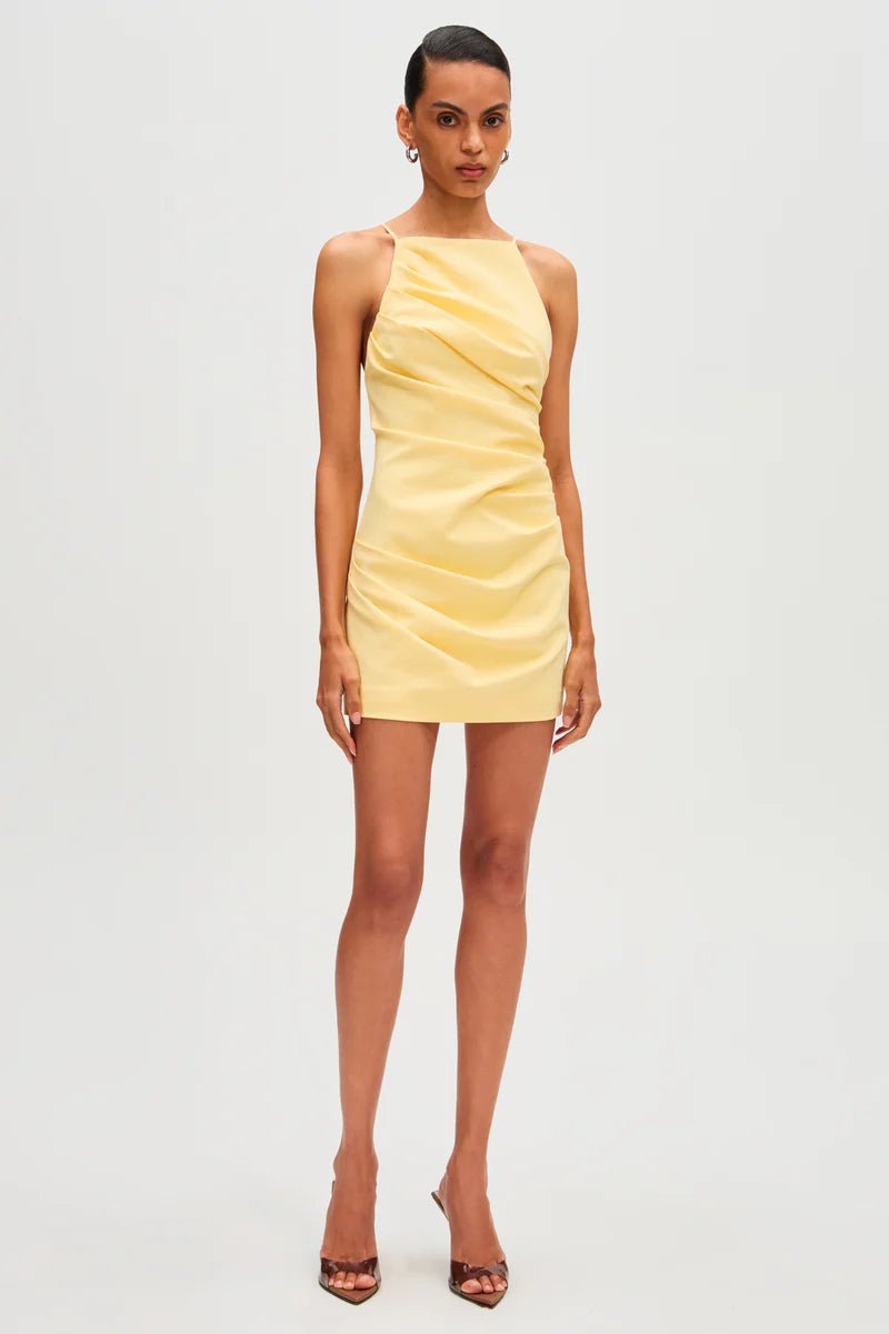 Emmie Cotton Sateen Mini Dress (Lemon) - SODA Fashion Haus