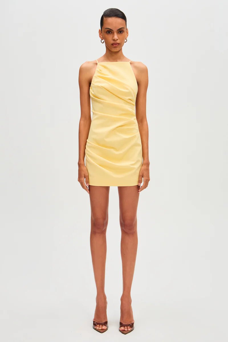 Emmie Cotton Sateen Mini Dress (Lemon) - SODA Fashion Haus