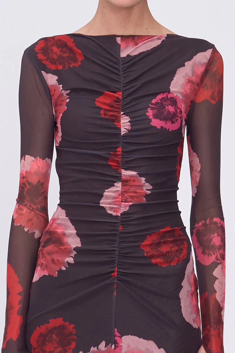 Frida Ruched Front Long Sleeve Maxi Dress - SODA Fashion Haus