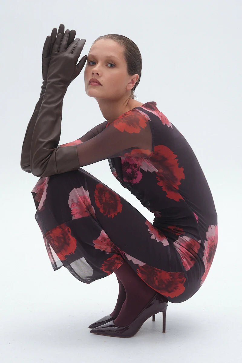 Frida Ruched Front Long Sleeve Maxi Dress - SODA Fashion Haus