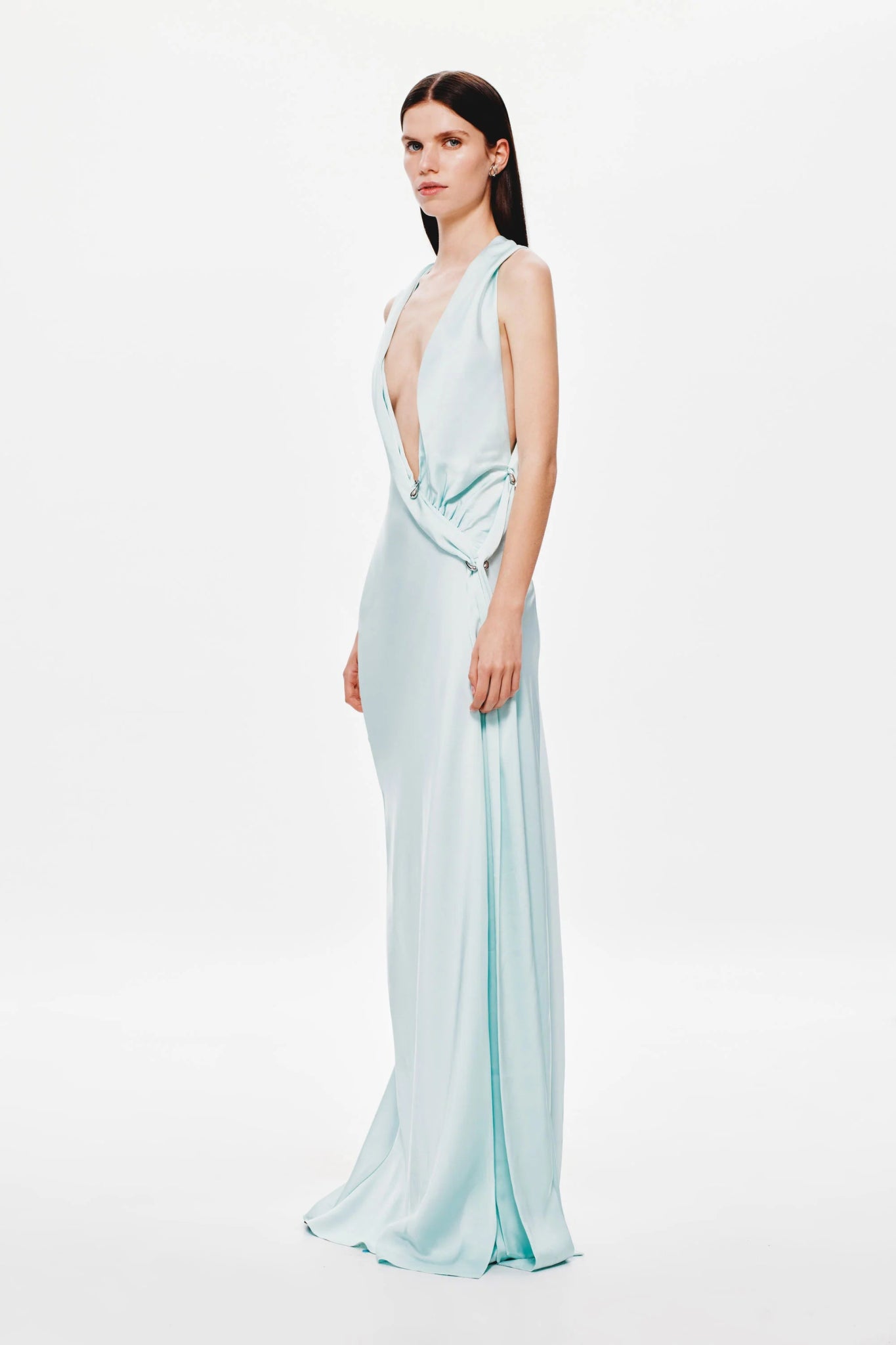 Harlow Satin Maxi Dress - Ice Blue - SODA Fashion Haus