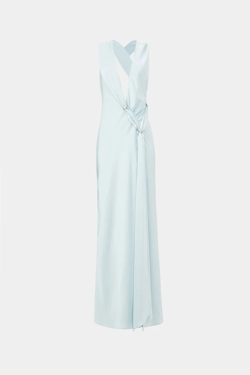 Harlow Satin Maxi Dress - Ice Blue - SODA Fashion Haus
