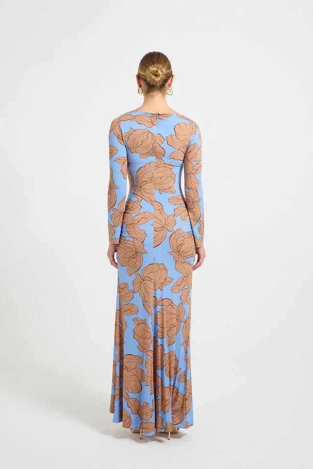 Hyacinth Maxi in Tan/Ocean - SODA Fashion Haus