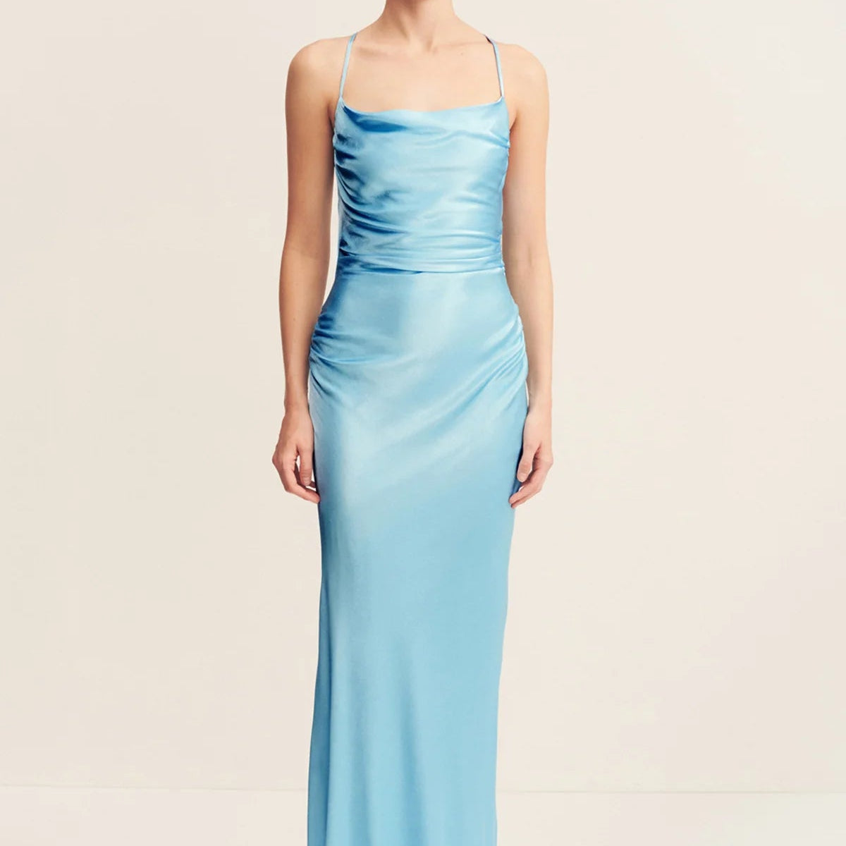 plus size lace halter dress Plus Size Fitted Satin Halter Slit Gown by Ladivine CH079C – ABC Fashion main image 1