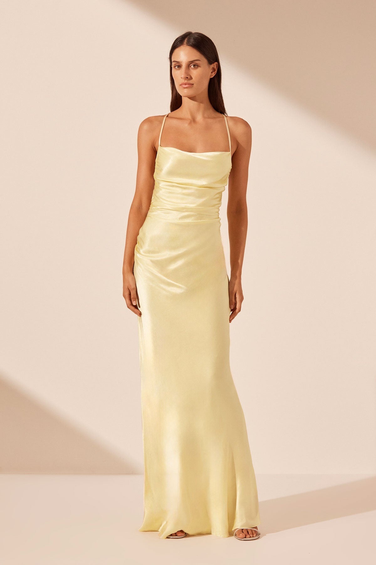 La Lune Lace Back Maxi Dress - Lemon - SODA Fashion Haus