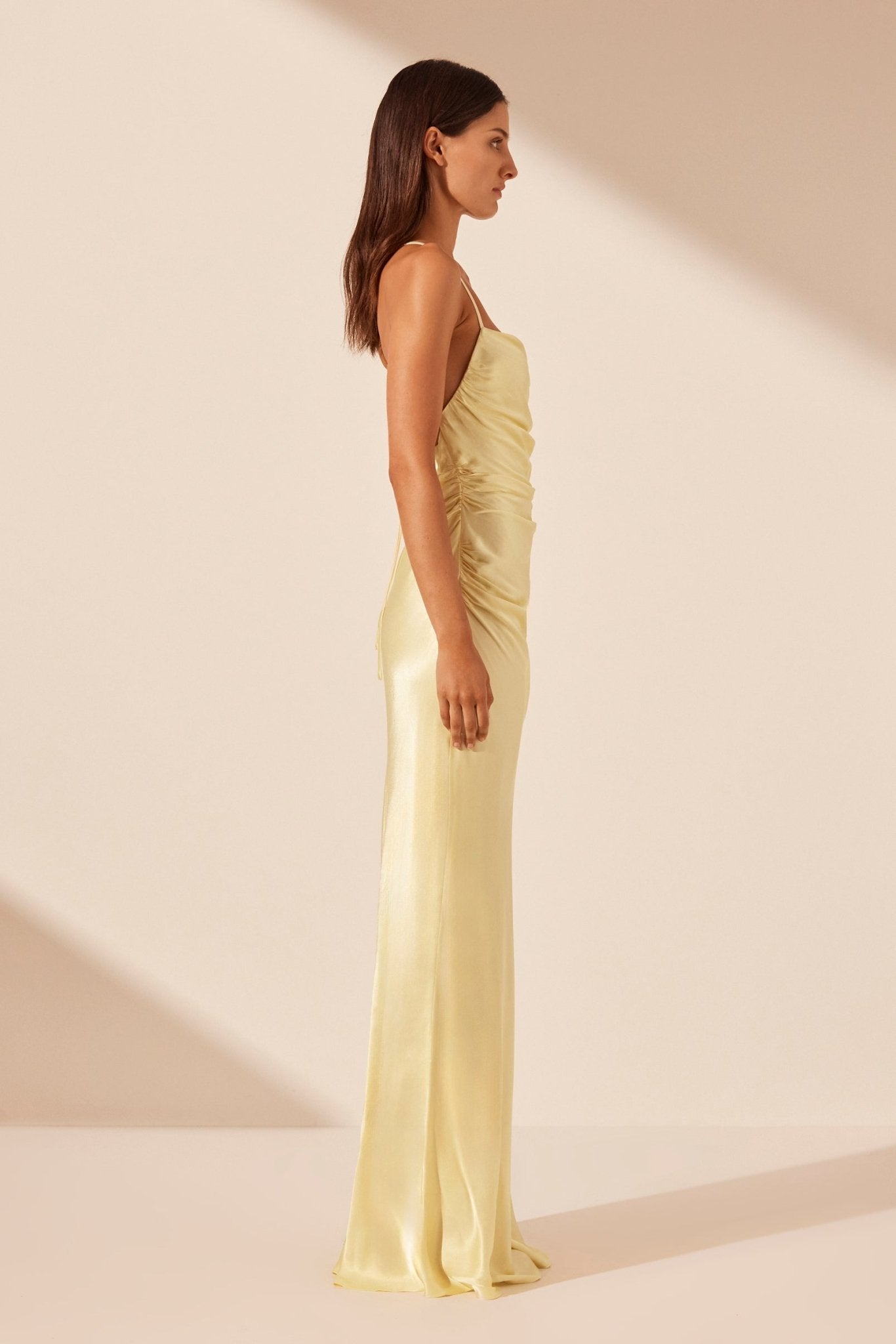 La Lune Lace Back Maxi Dress - Lemon - SODA Fashion Haus