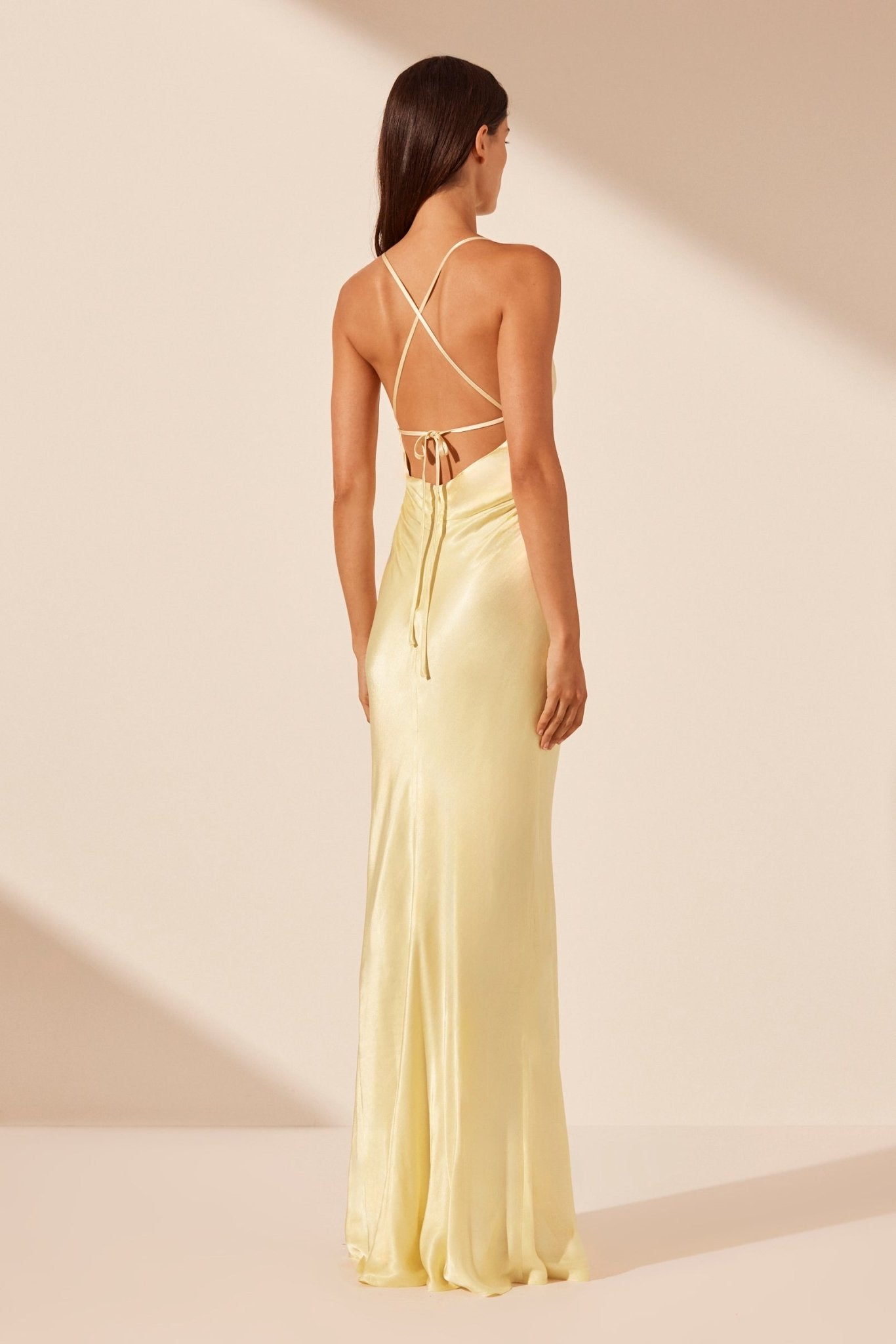La Lune Lace Back Maxi Dress - Lemon - SODA Fashion Haus