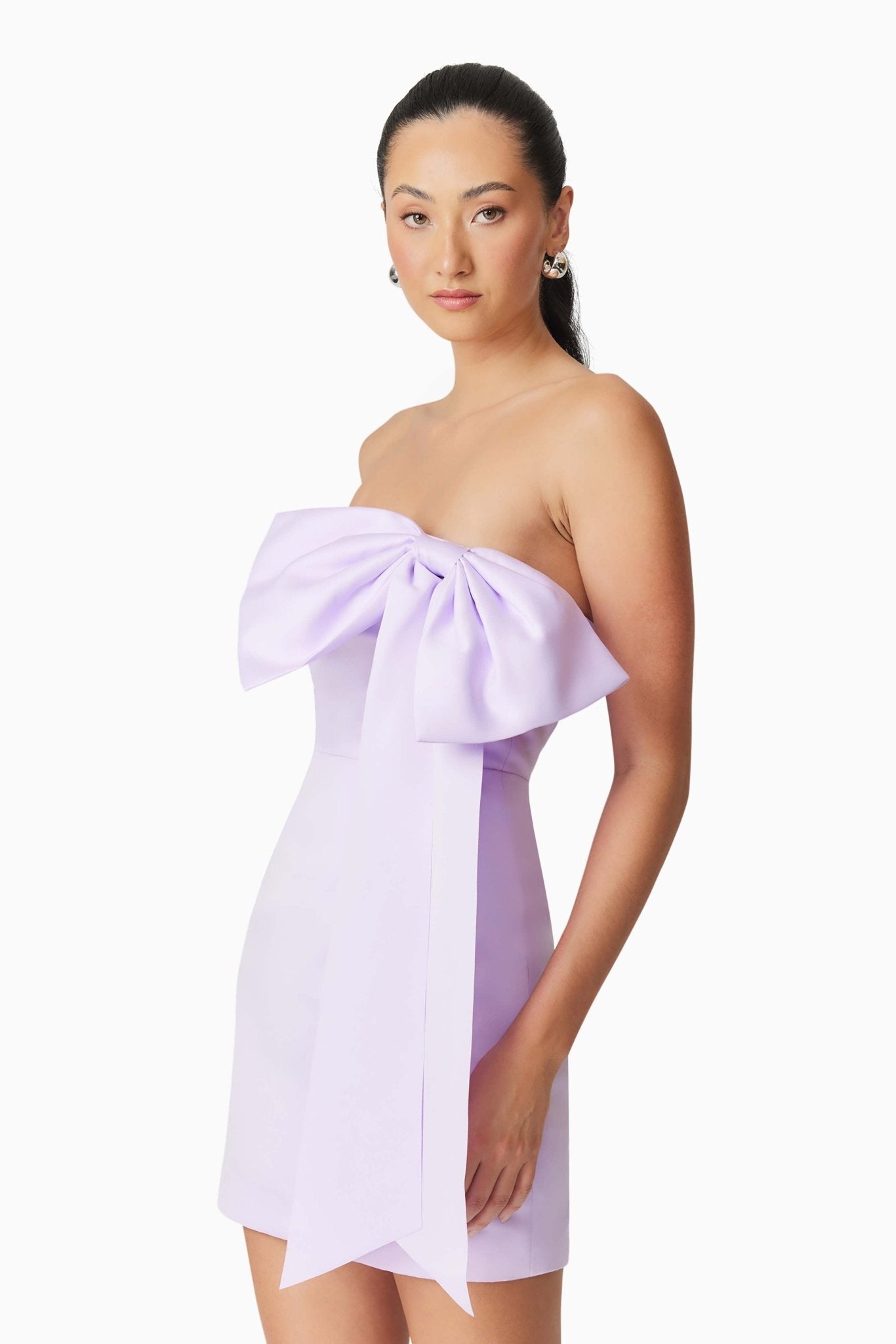 Marissa Bow Mini Dress - Lilac - SODA Fashion Haus
