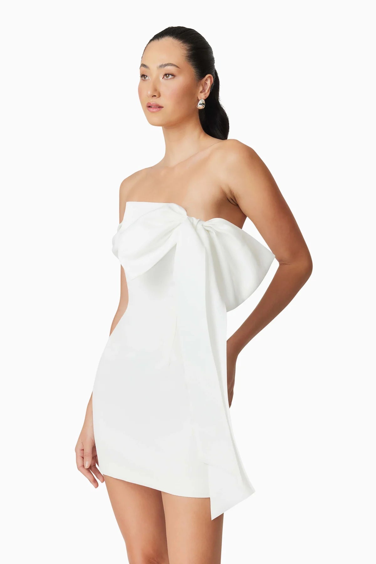Marissa Bow Mini Dress - White - SODA Fashion Haus