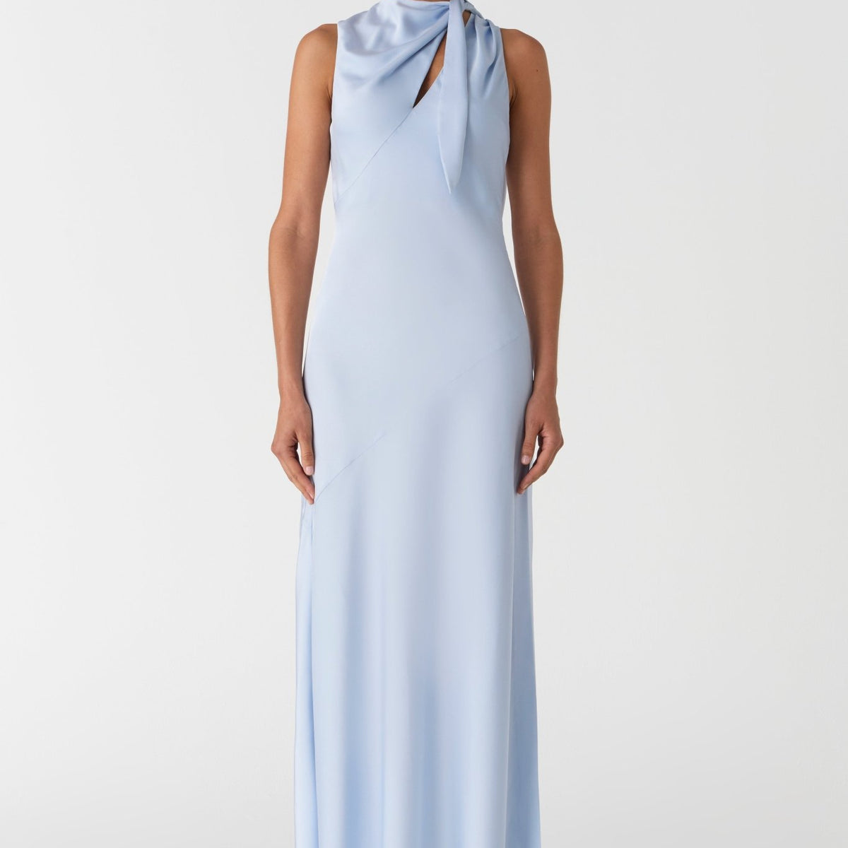 misha noelia satin maxi dress MISHA Cowl-Neck Satin Maxi Dress