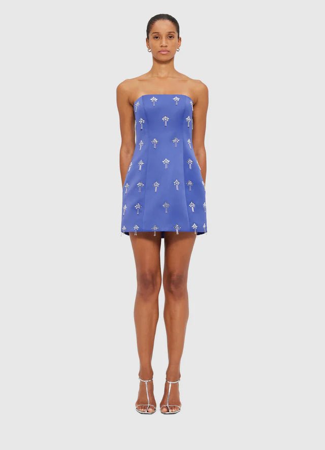 Roselle Embellished Bustier Mini Dress - Sapphire - SODA Fashion Haus