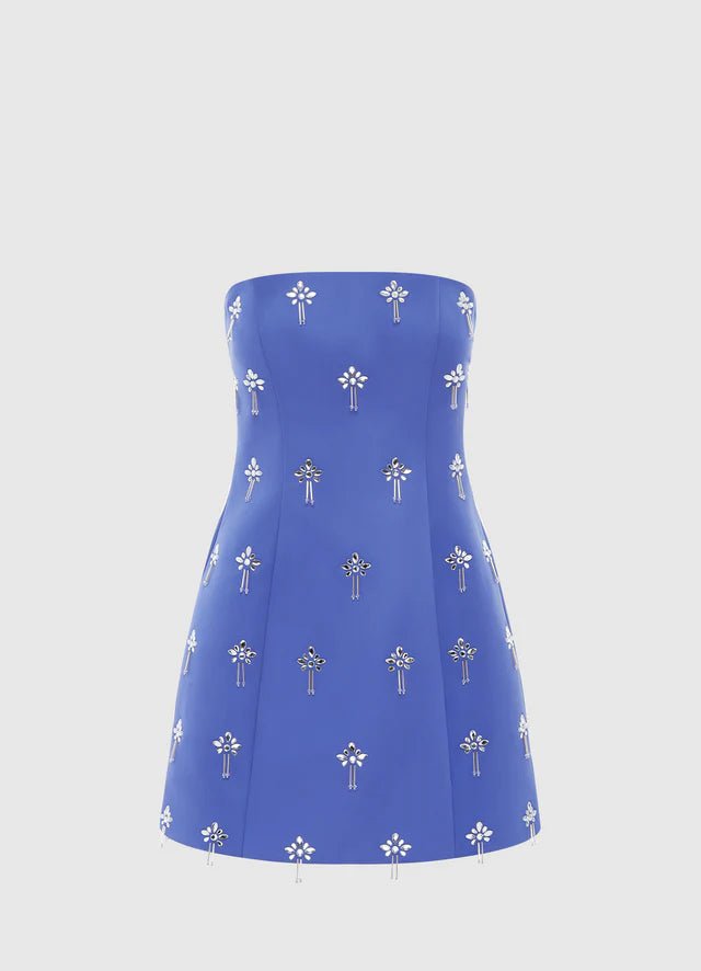 Roselle Embellished Bustier Mini Dress - Sapphire - SODA Fashion Haus