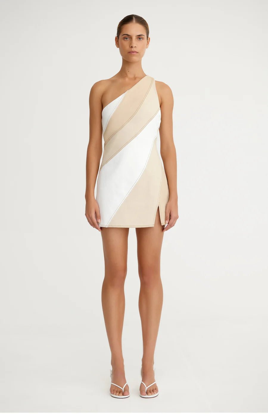 Saskia Mini Dress in Beige - SODA Fashion Haus