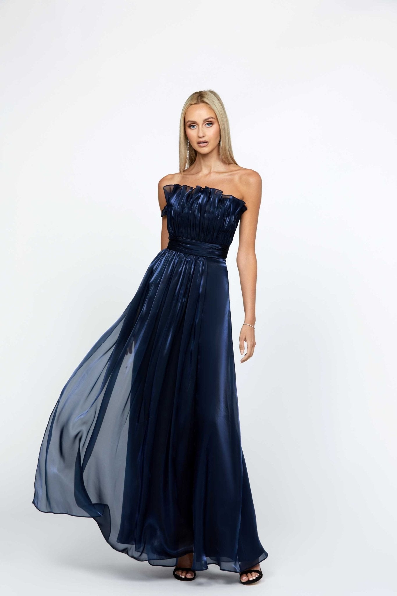 Shayna Gathered Overly Strapless Gown - SODA Fashion Haus