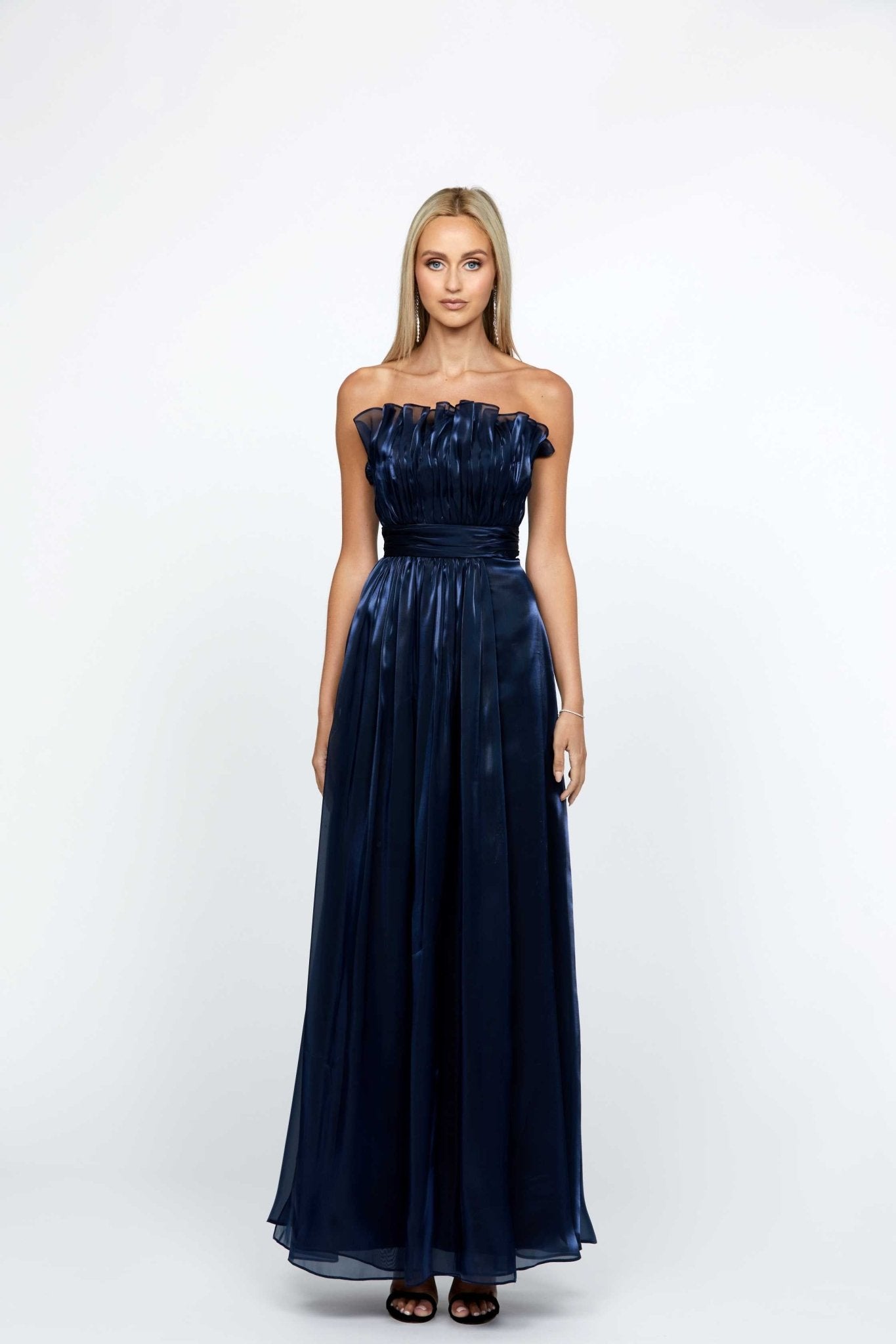 Shayna Gathered Overly Strapless Gown - SODA Fashion Haus