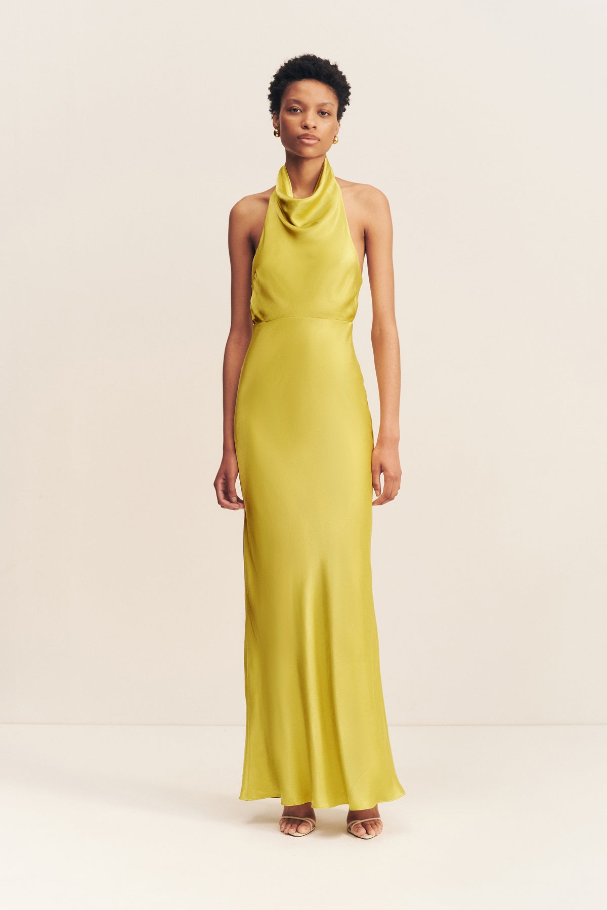 Sofia high cowl open back maxi dress - lime - SODA Fashion Haus