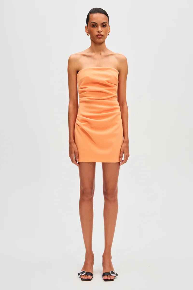 The Alston Crepe Mini Dress - Tangerine - SODA Fashion Haus