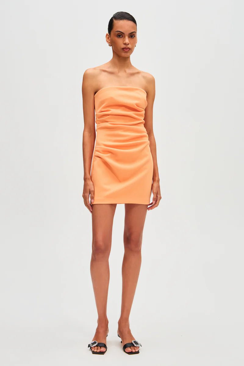 The Alston Crepe Mini Dress - Tangerine - SODA Fashion Haus