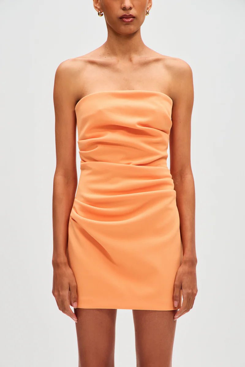 The Alston Crepe Mini Dress - Tangerine - SODA Fashion Haus