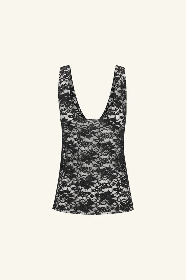 Wallis lace scoop neck tank - black - SODA Fashion Haus