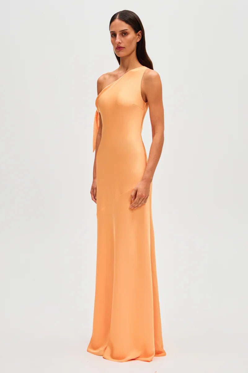Zhuri Satin Maxi Dress (Tangerine) - SODA Fashion Haus