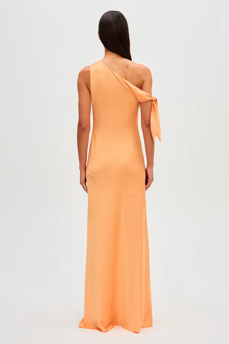 Zhuri Satin Maxi Dress (Tangerine) - SODA Fashion Haus