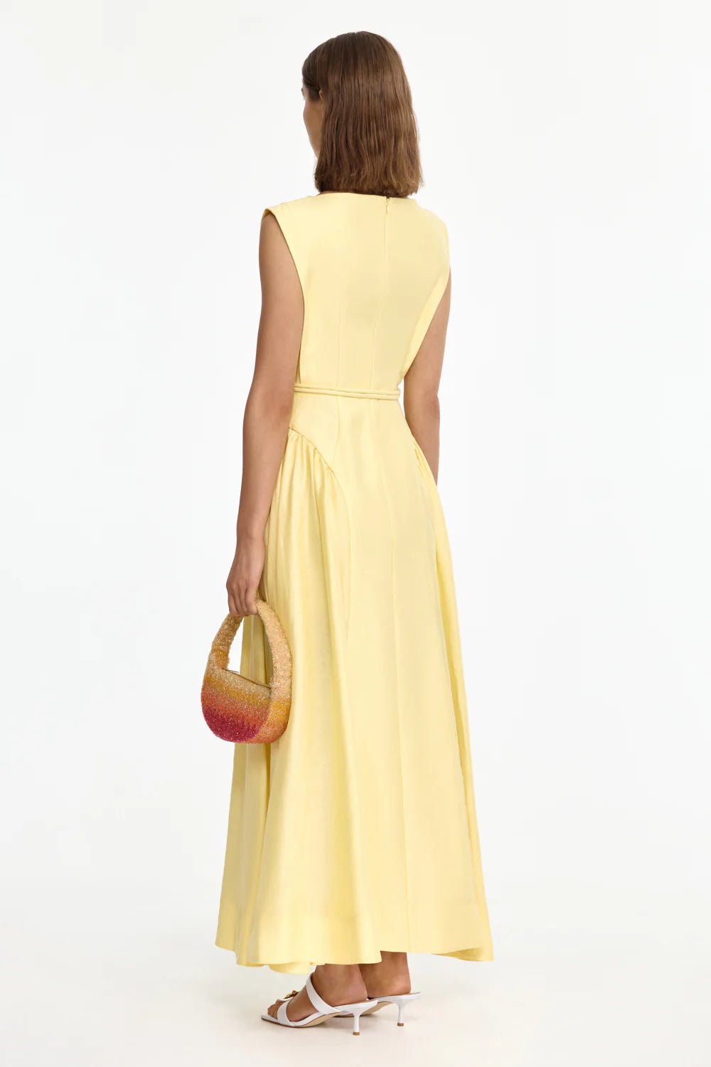 La Lune Ruched Halter Maxi Dress - Lemon