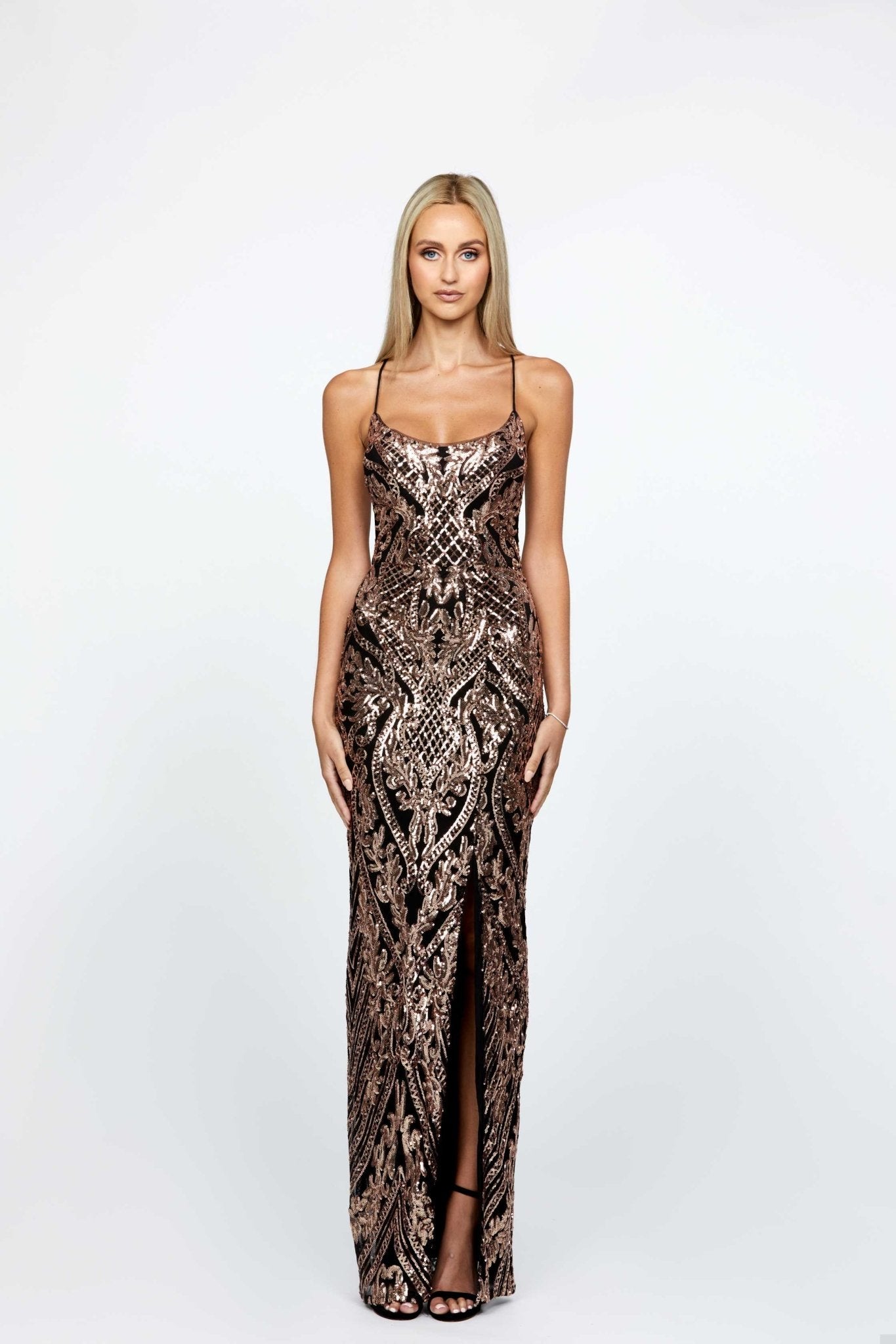 bariano black sequin dress Bariano Black And White Sequin Dress 12 main image 0