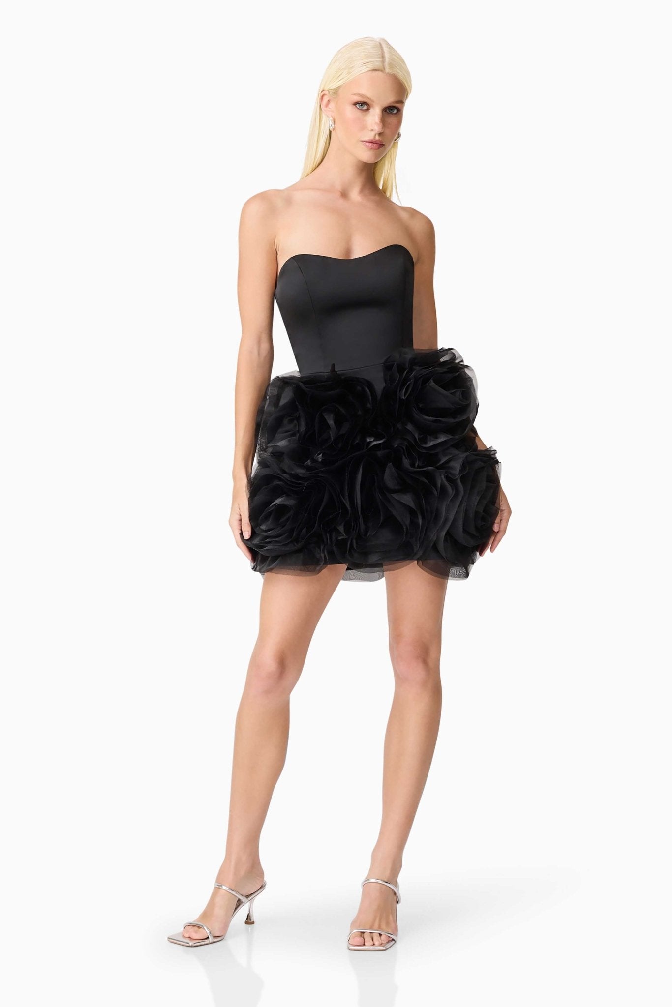 Asher Flower Mini Dress - Black - SODA Fashion Haus
