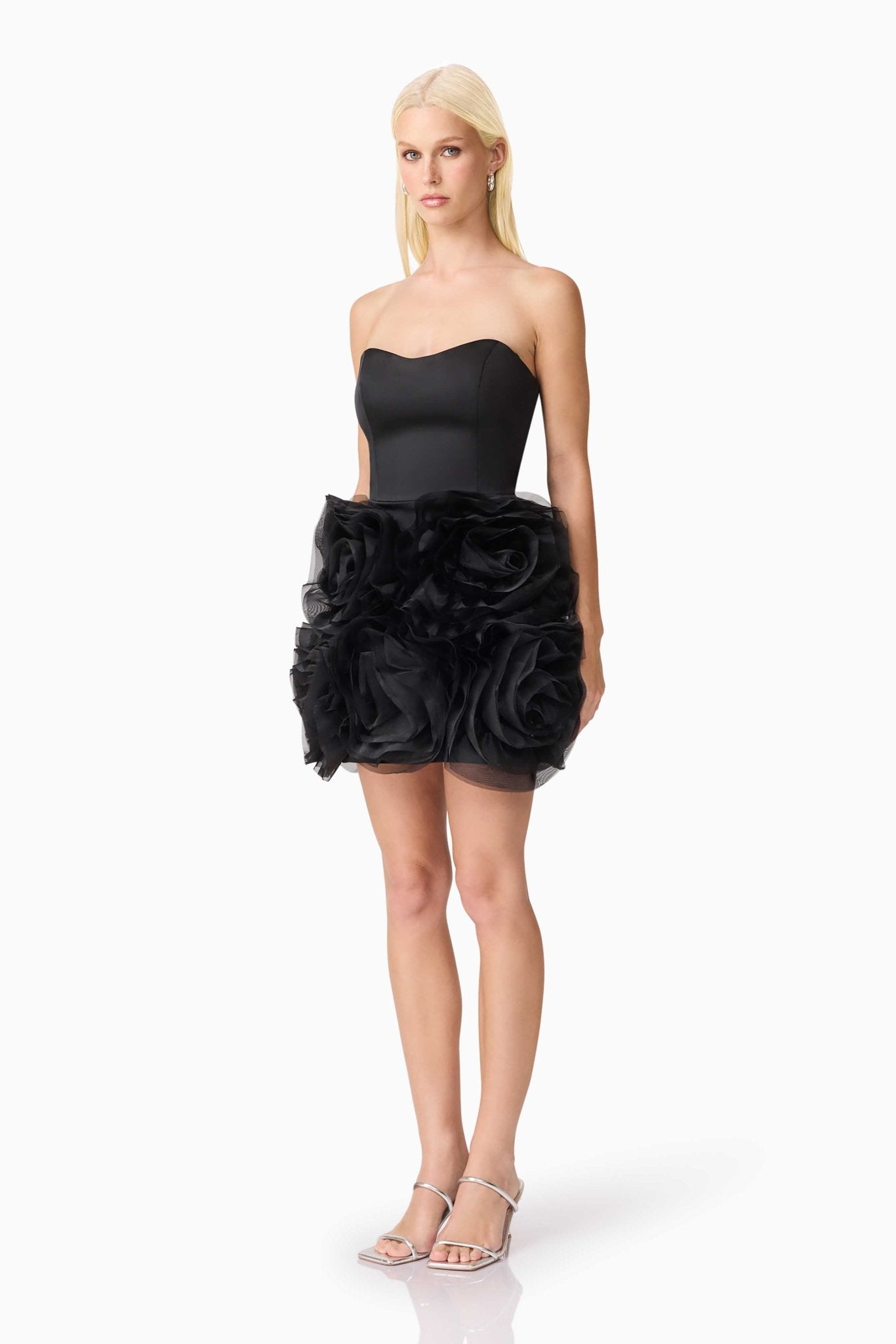 Asher Flower Mini Dress - Black - SODA Fashion Haus