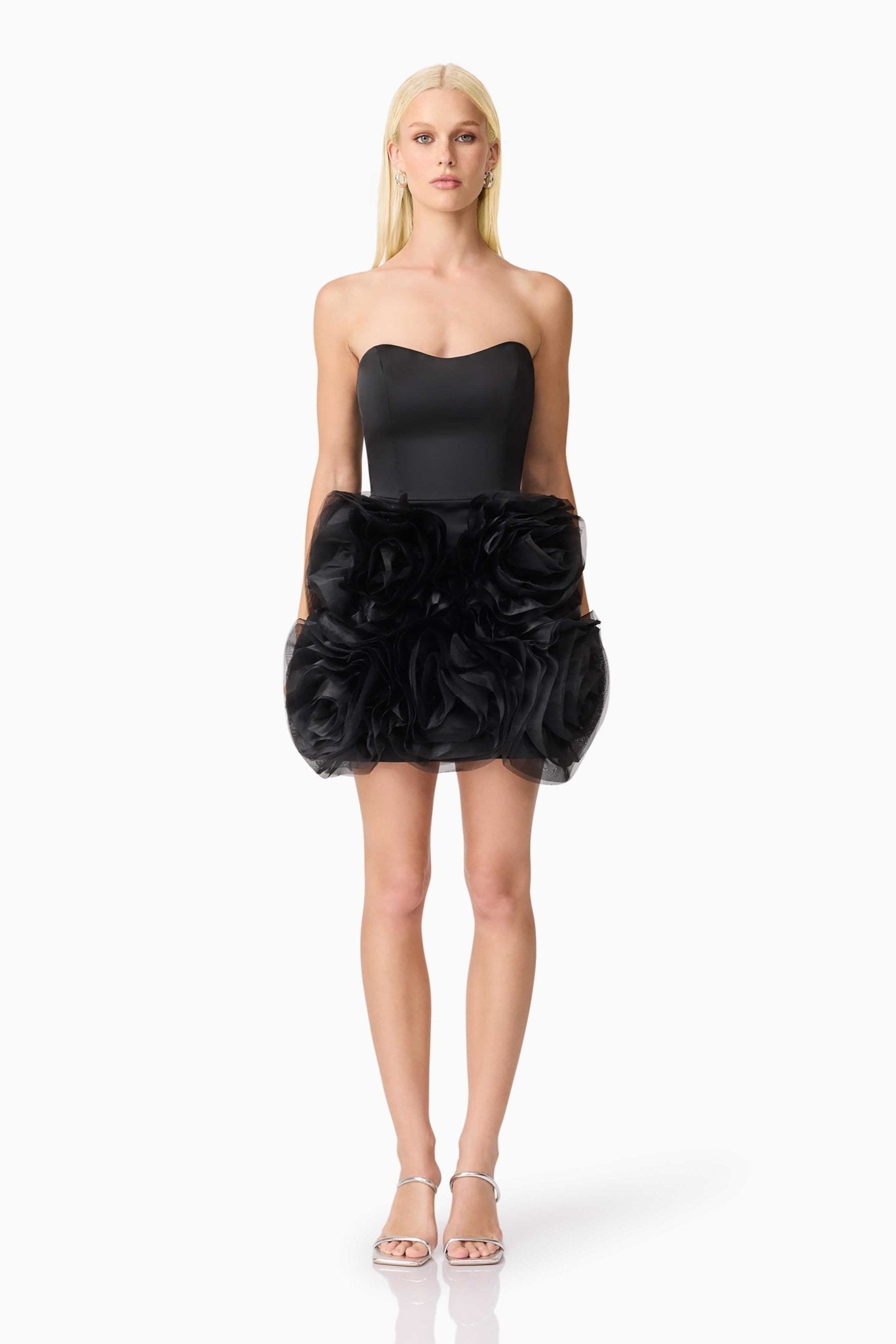 Asher Flower Mini Dress - Black - SODA Fashion Haus