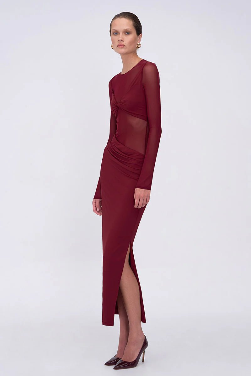 Auguste Long Sleeve Mesh Jersey Maxi - SODA Fashion Haus