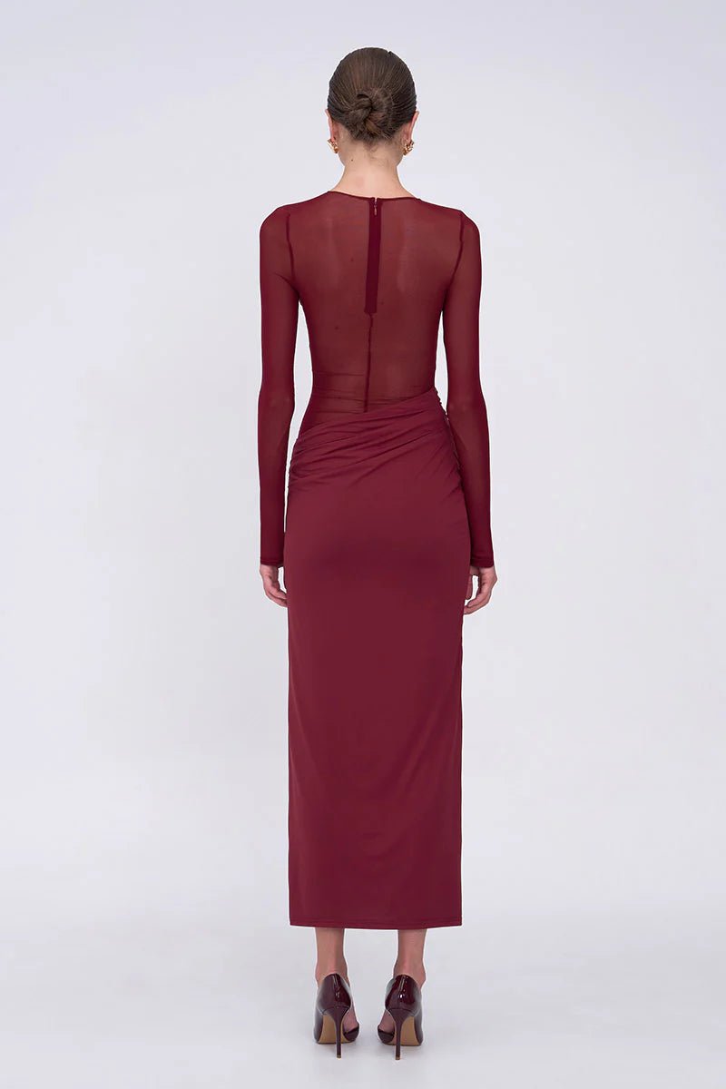 Auguste Long Sleeve Mesh Jersey Maxi - SODA Fashion Haus