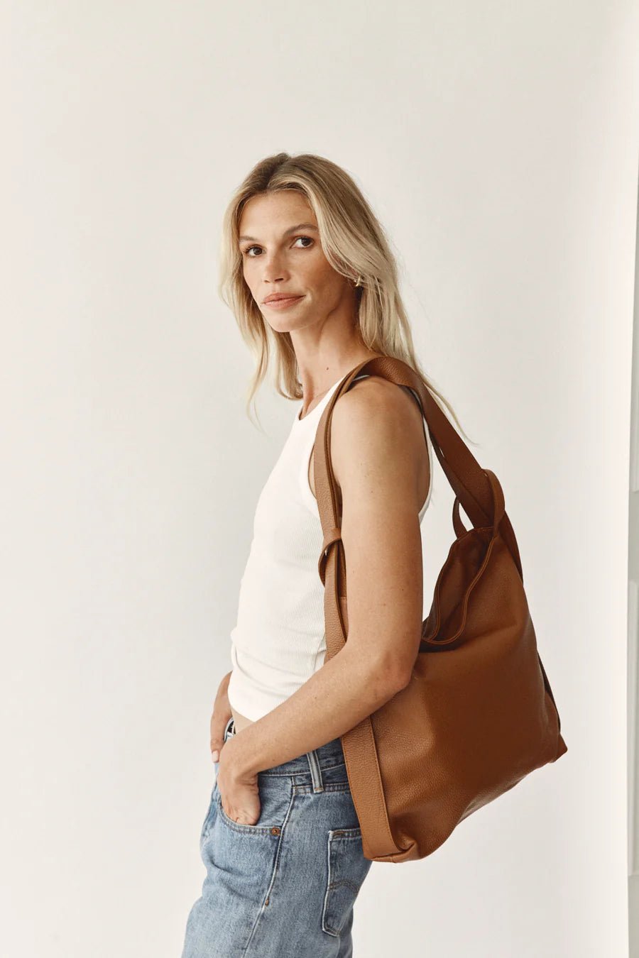 Bella 2 - in - 1 Leather Bag - Tan - SODA Fashion Haus