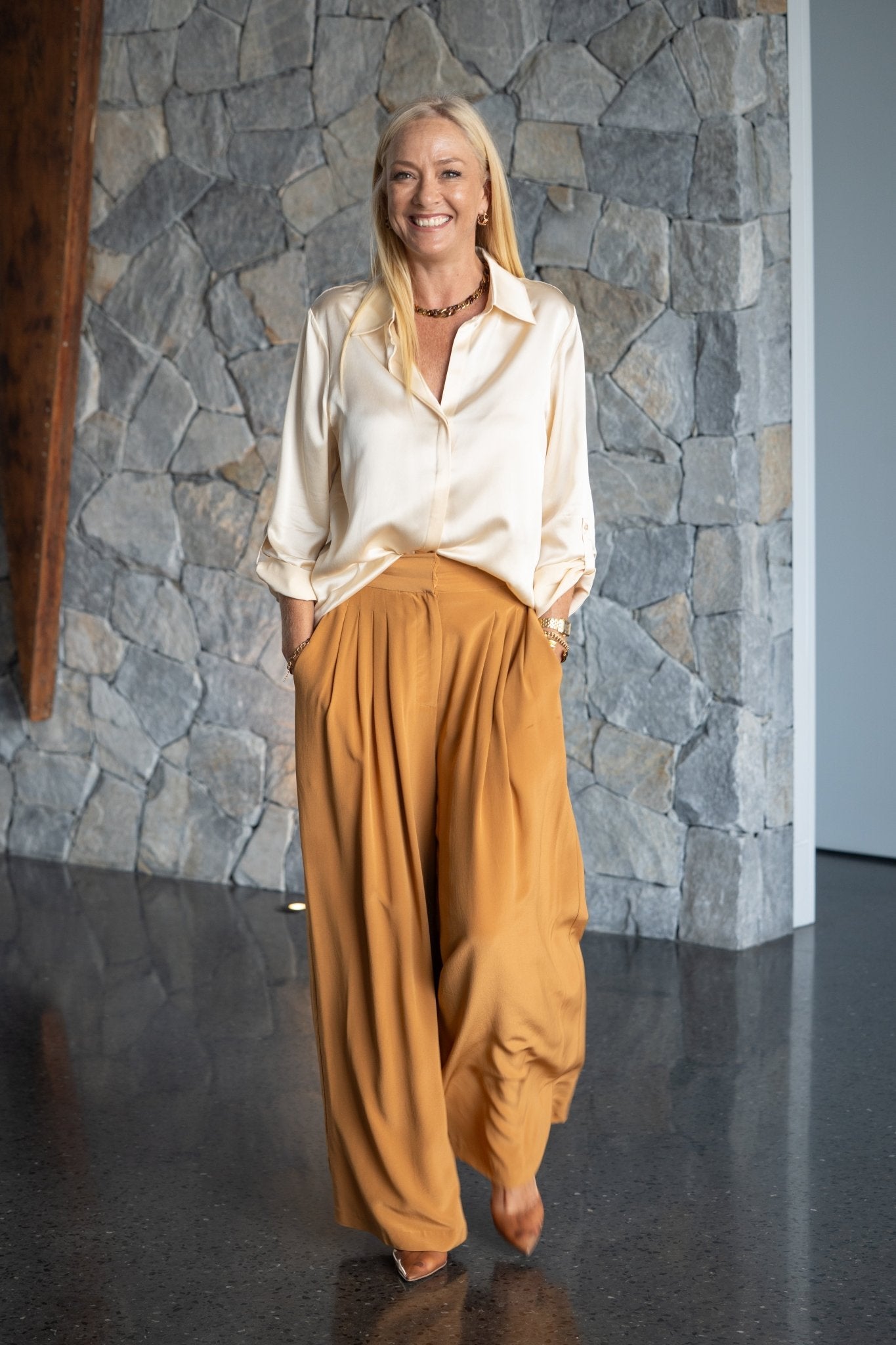 Bijou Pant - Caramel Crepe by Silk Degrees - Australian designer Pants | SODA Fashion Haus