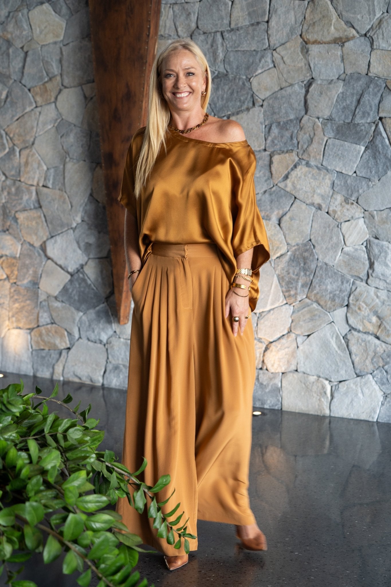 Bijou Pant - Caramel Crepe by Silk Degrees - Australian designer Pants | SODA Fashion Haus