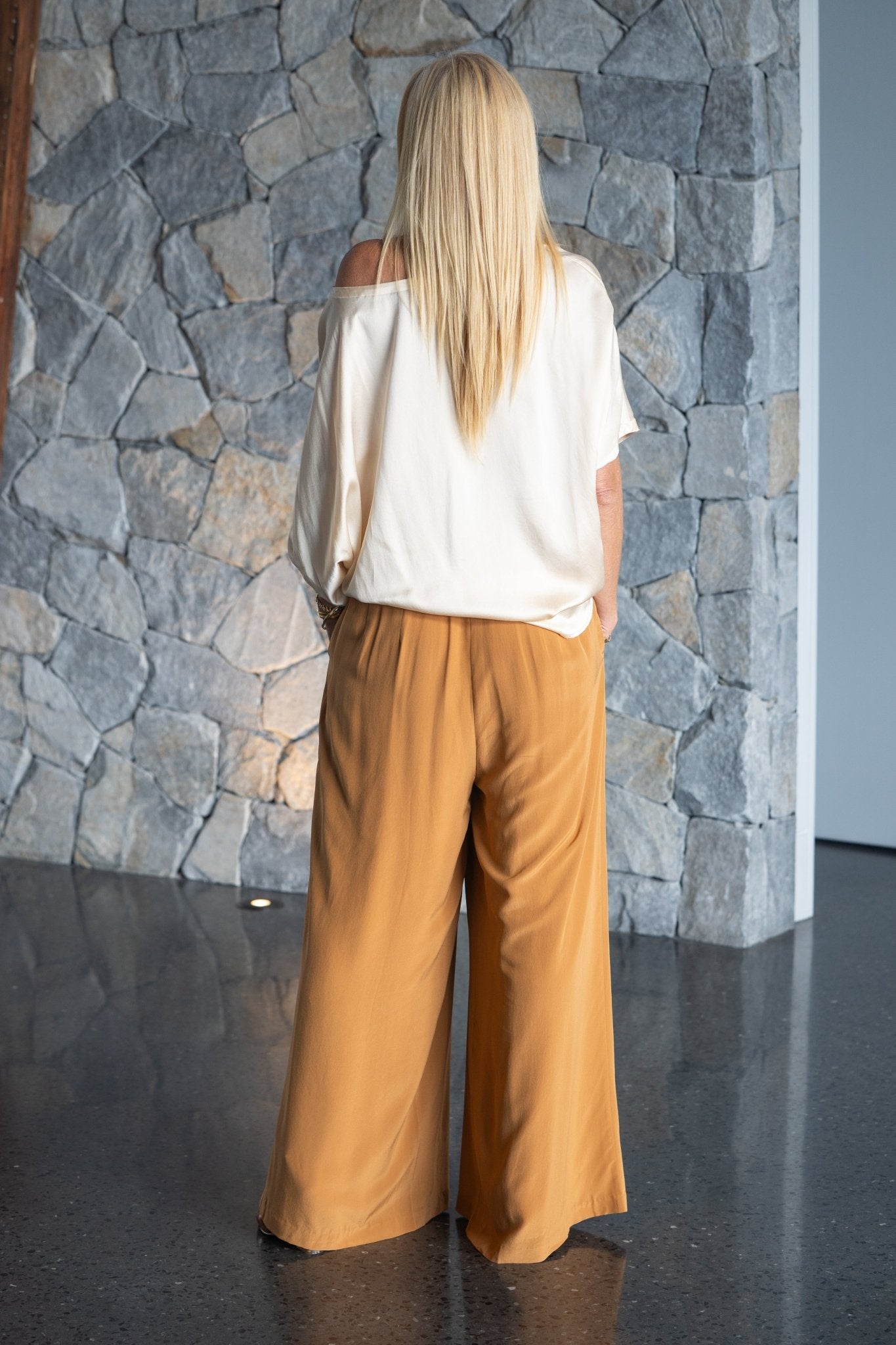 Bijou Pant - Caramel Crepe by Silk Degrees - Australian designer Pants | SODA Fashion Haus