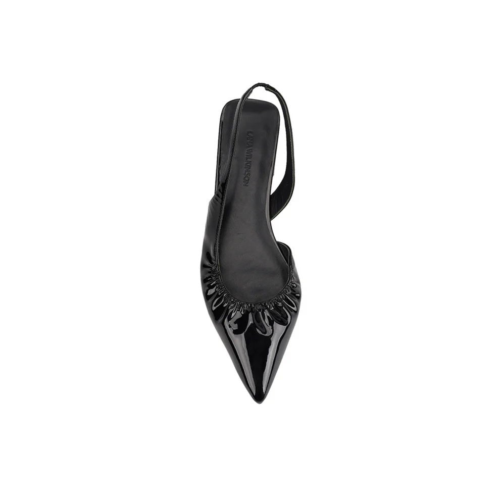 Bridie Flat Black Patent Leather - SODA Fashion Haus
