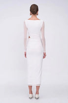 Christy Mesh Ruched Maxi Dress - White - SODA Fashion Haus
