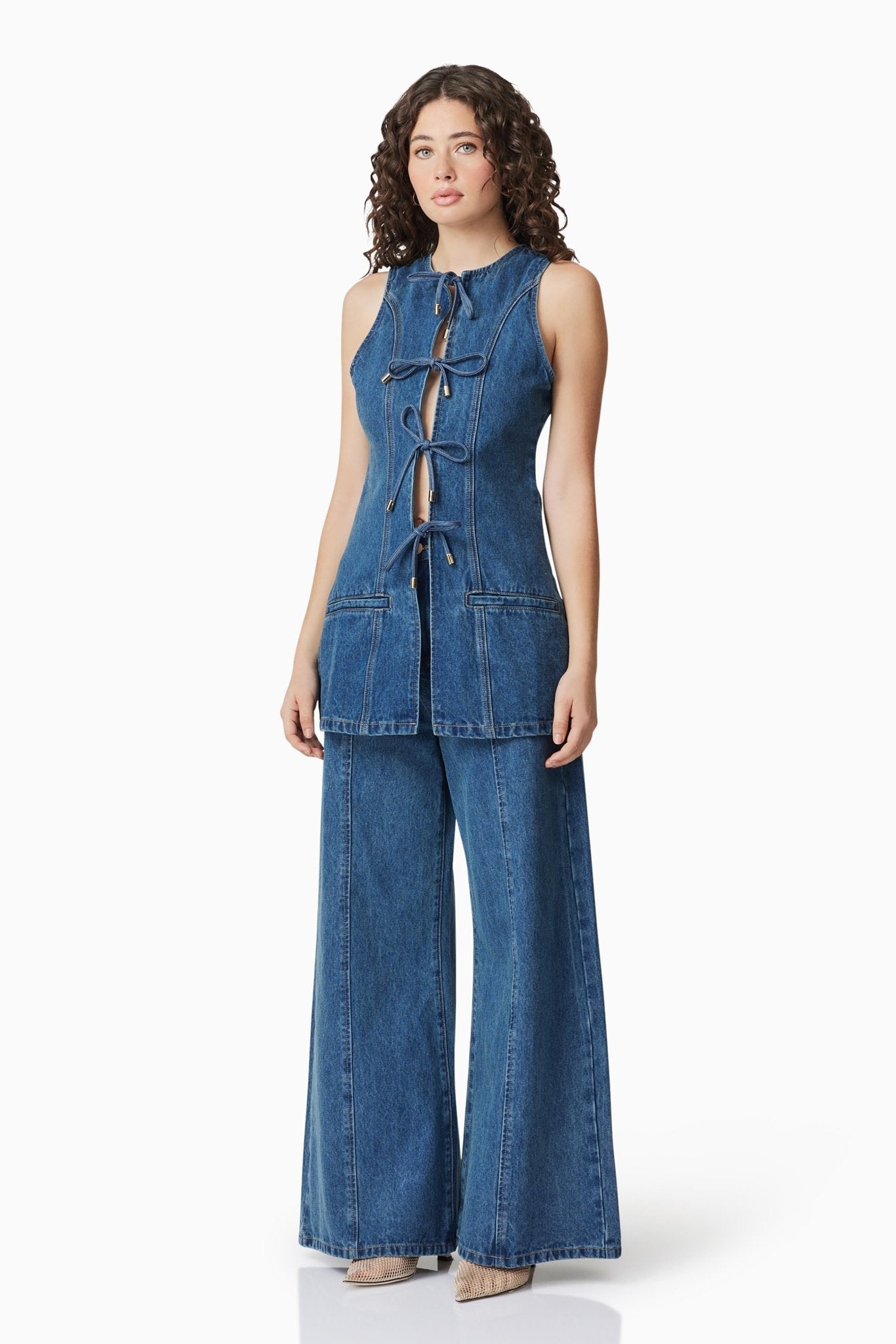 Clara Sleeveless Set Mid Blue - SODA Fashion Haus
