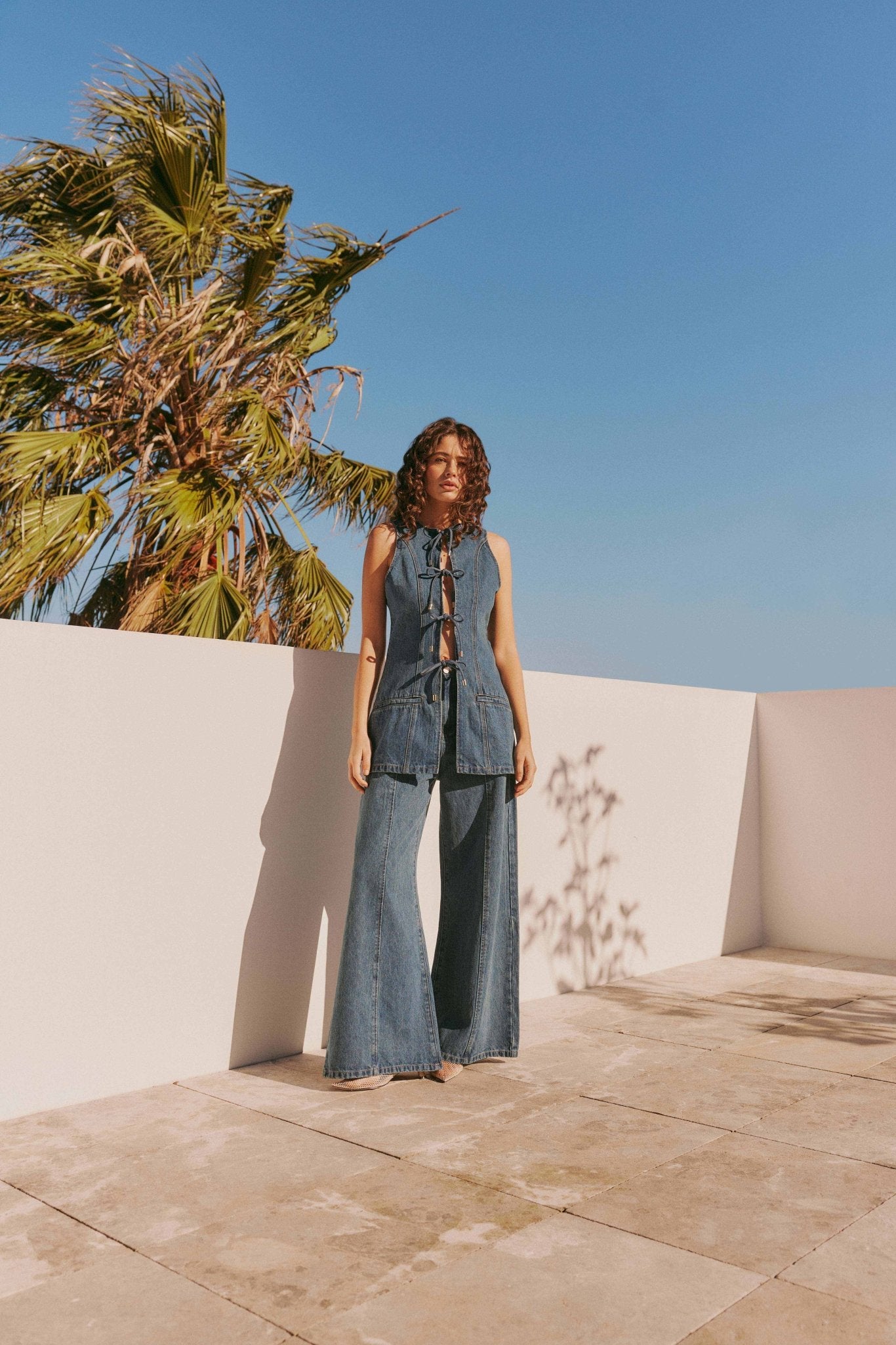 Clara Sleeveless Set Mid Blue - SODA Fashion Haus