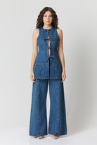 Clara Sleeveless Set Mid Blue - SODA Fashion Haus