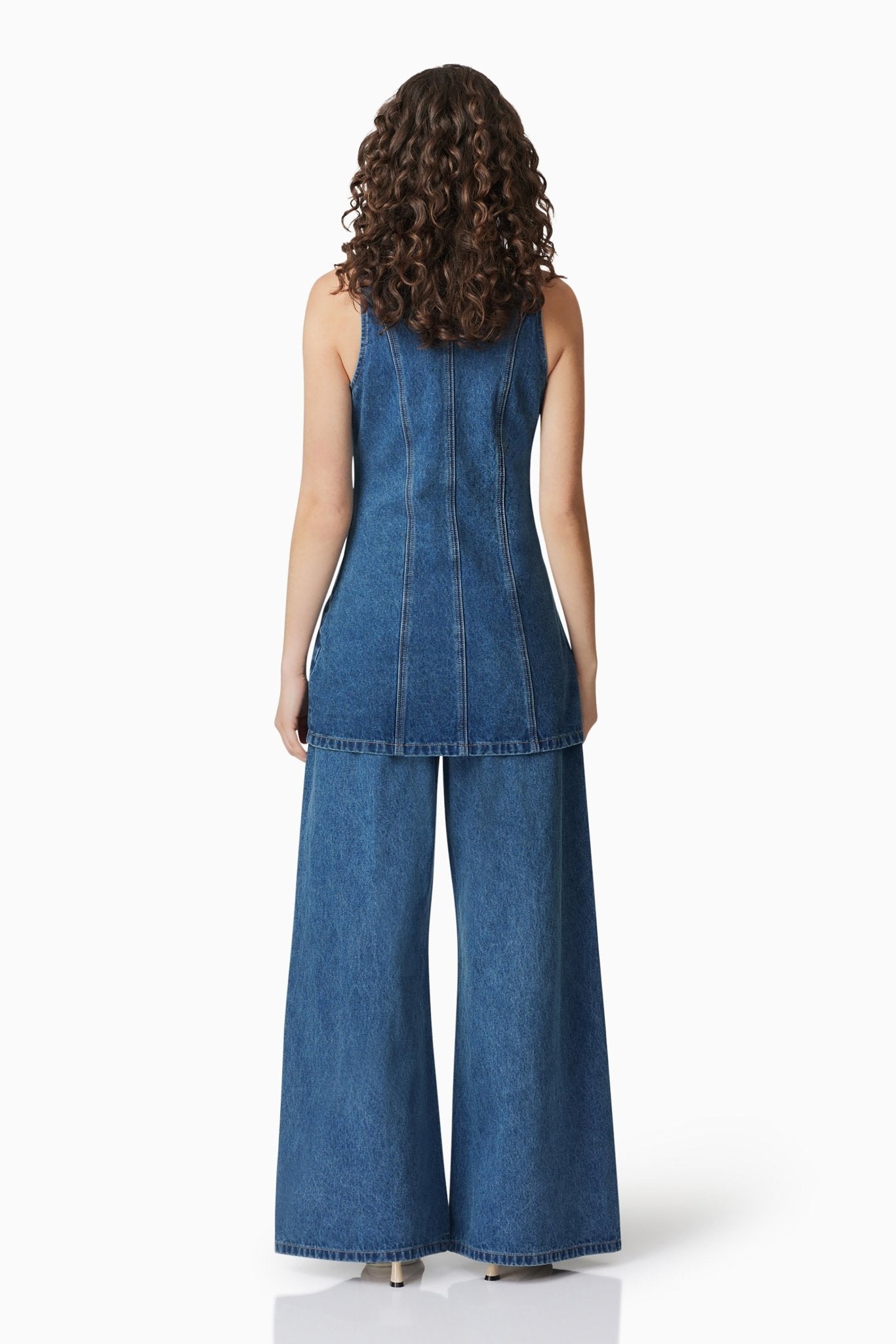 Clara Sleeveless Set Mid Blue - SODA Fashion Haus